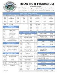 Retail Store Product List