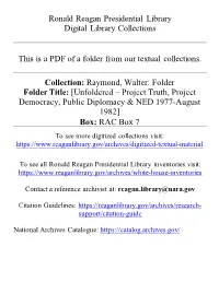 Ronald Reagan Presidential Library Digital Library Collections This Is A