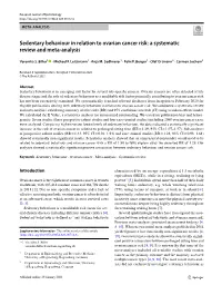 Sedentary Behaviour in Relation to Ovarian Cancer Risk: a Systematic Review and Meta-Analysis