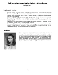Software Engineering for Safety: a Roadmap Robyn Lutz