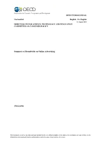 Summary of Roundtable on Online Advertising