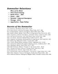 Wines by the Bottle