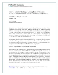 How to Effectively Fight Corruption in Ukraine COALITIONS of the LIKE-MINDED CAN DEGRADE ENTRENCHED INTERESTS