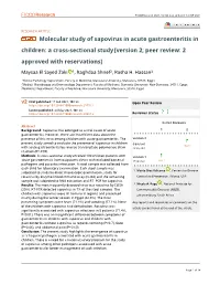 Molecular Study of Sapovirus in Acute Gastroenteritis in Children: a Cross-Sectional Study [Version 2; Peer Review: 2 Approved with Reservations]