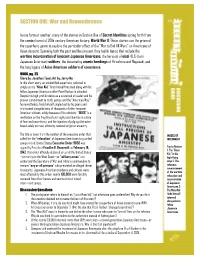SECTION ONE: War and Remembrance