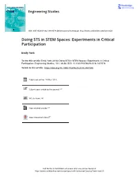 Doing STS in STEM Spaces: Experiments in Critical Participation