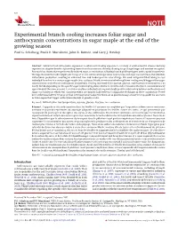 Experimental Branch Cooling Increases Foliar Sugar and Anthocyanin Concentrations in Sugar Maple at the End of the Growing Season Paul G