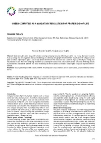 Green Computing As a Mandatory Revolution for Proper End-Of-Life