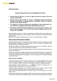 Groupe Renault Sets Its New Strategy for China