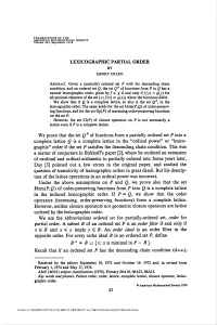 Lexicographic Partial Order 43