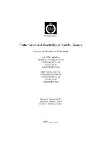 Performance and Scalability of Sudoku Solvers