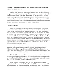 USFWS (U.S. Fish and Wildlife Service). 2013. Summary of Bull Trout Conservation Successes and Actions Since 1999