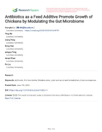 Antibiotics As a Feed Additive Promote Growth of Chickens by Modulating the Gut Microbiome