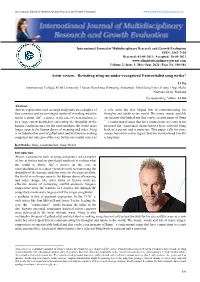 Artist Review: Revisiting Sting-An Under-Recognized Existentialist Song Writer1
