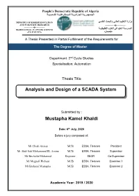 Mustapha Kamel Khaldi Analysis and Design of a SCADA System