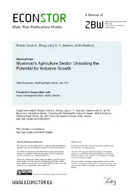Myanmar's Agriculture Sector: Unlocking the Potential for Inclusive Growth