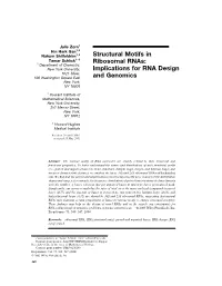 Structural Motifs in Ribosomal Rnas: Implications for RNA Design And
