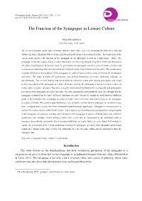 The Function of the Synagogue in Leisure Culture