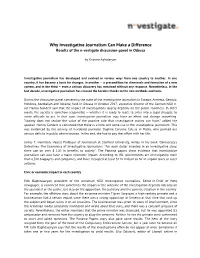 Why Investigative Journalism Can Make a Difference Results of the N-Vestigate Discussion-Panel in Odessa