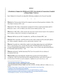 48-R-43 a Resolution to Support the Withdrawal of OSU's Investments In