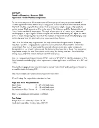 Bill Wolff Creative Hypertext, Summer 2008 Hypertext Fiction/Poetry Assignment