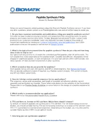 Custom Peptide Synthesis Faqs