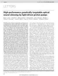 High-Performance Genetically Targetable Optical Neural Silencing by Light-Driven Proton Pumps