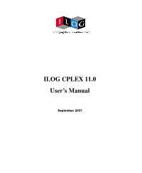 ILOG CPLEX 11.0 User's Manual