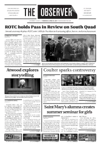 Rotc Holds Pass in Review on South Quad Atwood Explores Storytelling