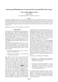 Transforming Wikipedia Into a Large-Scale Fine-Grained Entity Type Corpus