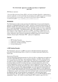 1 the Netherlands' Approach to Its PRT Operations in Afghanistan