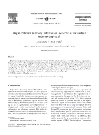 A Transactive Memory Approach