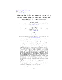 Asymptotic Independence of Correlation Coefficients With
