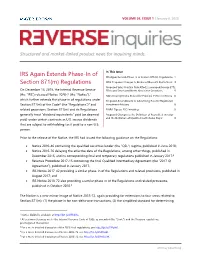 IRS Again Extends Phase-In of Section 871(M) Regulations