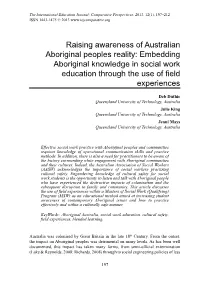 Raising Awareness of Australian Aboriginal Peoples Reality: Embedding Aboriginal Knowledge in Social Work Education Through the Use of Field Experiences