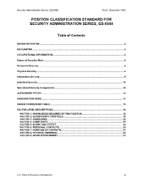Security Administration Series, GS-0080 TS-82 December 1987