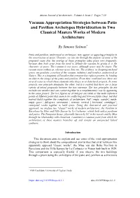 Vacuum Appropriation Strategies Between Patio and Pavilion Archetypes Hybridization in Two Classical Masters Works of Modern Architecture