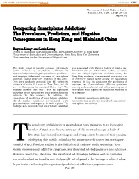 Comparing Smartphone Addiction: the Prevalence, Predictors, and Negative Consequences in Hong Kong and Mainland China