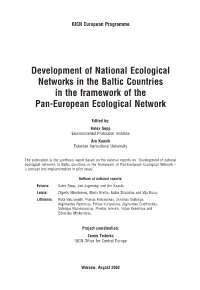 Development of National Ecological Networks in the Baltic Countries in the Framework of the Pan-European Ecological Network