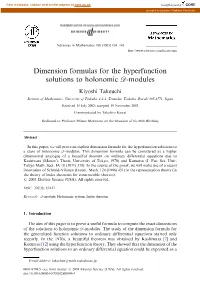 Dimension Formulas for the Hyperfunction Solutions to Holonomic D-Modules