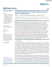 Distribution of Temperature and Strength in the Central Andean