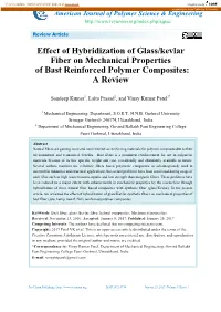 Effect of Hybridization of Glass/Kevlar Fiber on Mechanical Properties of Bast Reinforced Polymer Composites: a Review
