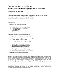 Labour Mobility in the Pacific: Creating Seasonal Work Programs in Australia by Nic Maclellan and Peter Mares