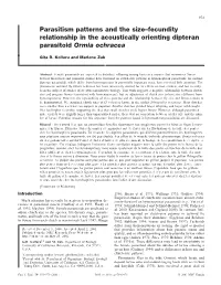 Parasitism Patterns and the Size-Fecundity Relationship in The
