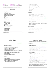Python – an Introduction