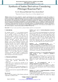 Synthesis of Isatine Derivatives Considering Pfitzinger Reaction Part I