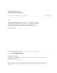 Toledo Bend Reservoir: a Study of User Characteristics, Patterns, Preferences Alvin Lee Bertrand