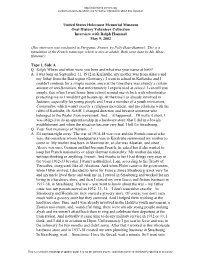 USHMM Finding