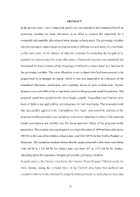 ABSTRACT in the Present Study, a New Framework Model Was Conceptualised and Formulated Based on Governing Variables for Water Al
