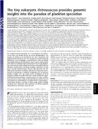 The Tiny Eukaryote Ostreococcus Provides Genomic Insights Into the Paradox of Plankton Speciation